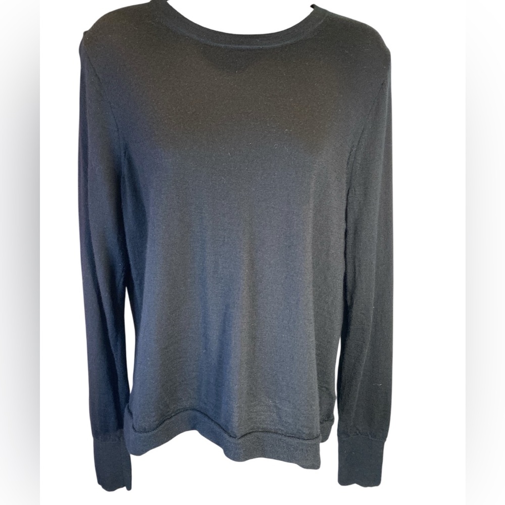 J.Crew Minimalist Women’s Black Merino Wool Sweater Size Large - Picture 7 of 7